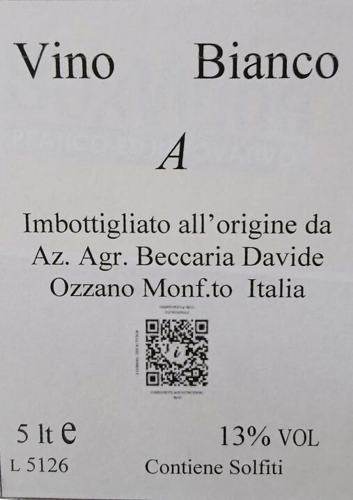 etichetta 1 VINO BIANCO BAG IN BOX 5 LT